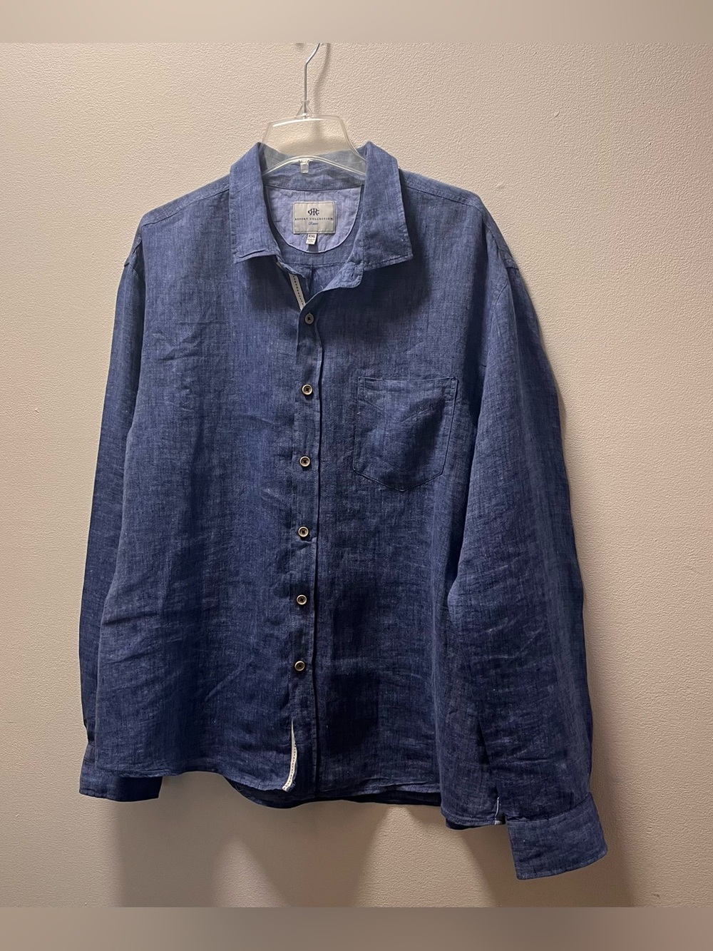 Report Collection Resort Boho Coastal 100% Linen Button Long Sleeve MenS, Sz XXL